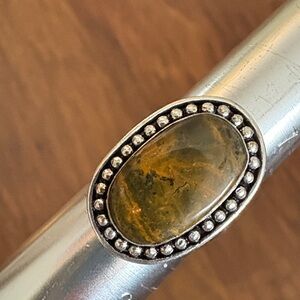 Jasper Stone Ring with 925 Stamped Silver Band